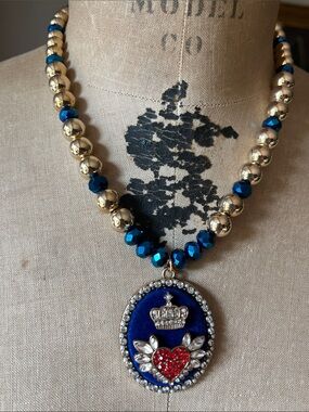 Katrina Queen of Hearts Gold Beaded Necklace